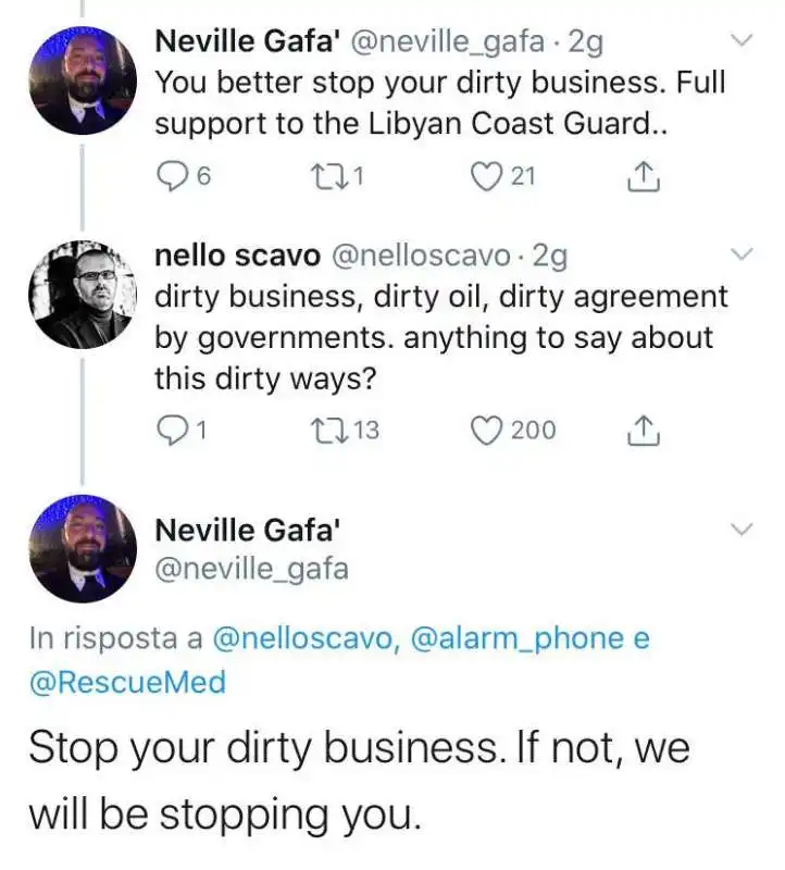 i messaggi tra nello scavo e neville gafa