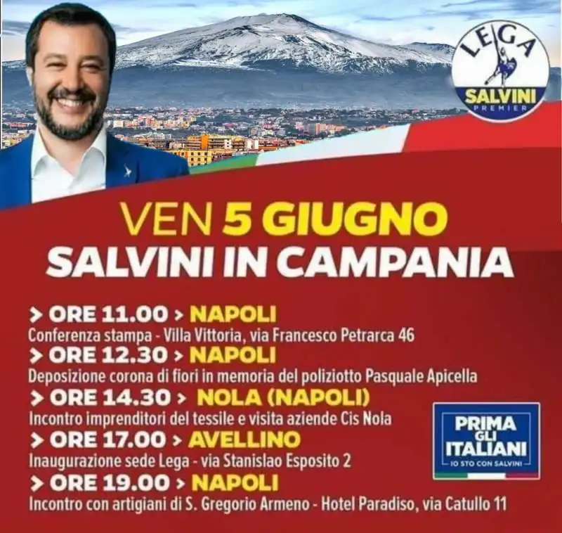 matteo salvini con l etna al posto del vesuvio