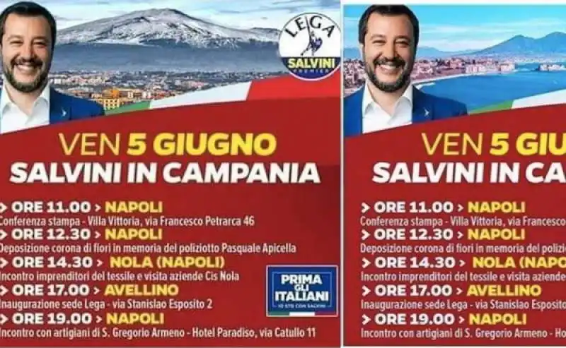 salvini tra etna e vesuvio