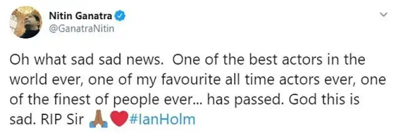 tweet per la morte di ian holm