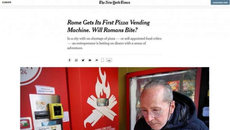 articolo nyt distributore pizza roma