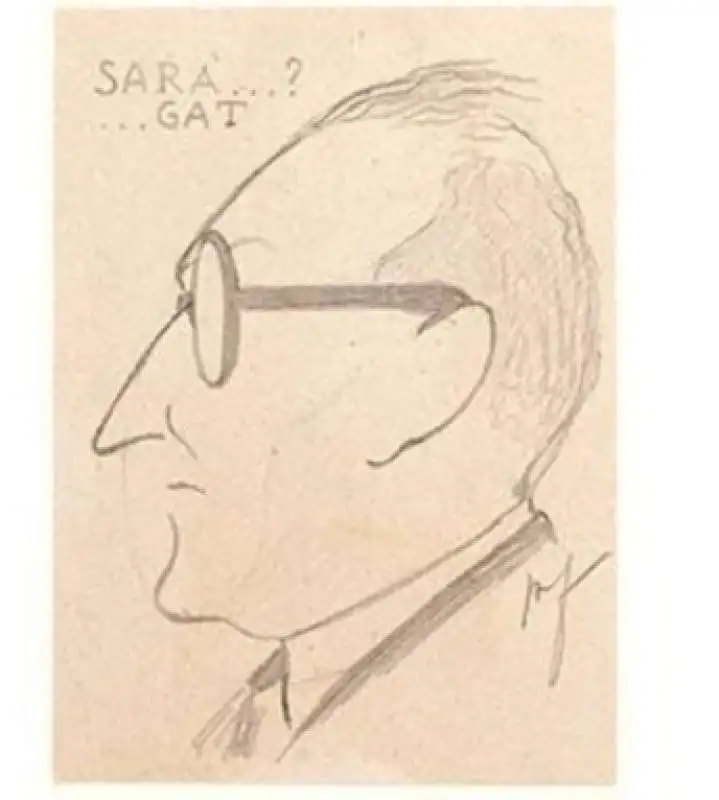 caricatura di saragat by amintore fanfani 