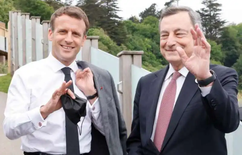 emmanuel macron e mario draghi al g7