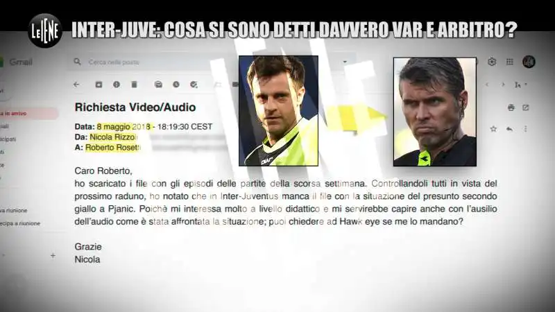 il servizio de le iene su inter juventus   la mail di rizzoli a rosetti