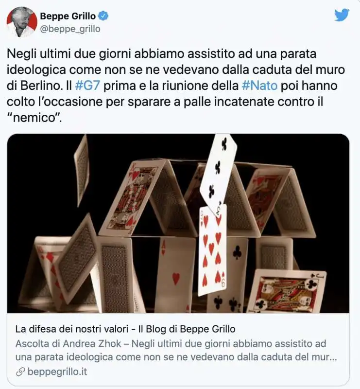 IL TWEET DI BEPPE GRILLO CONTRO G7 E VERTICE NATO