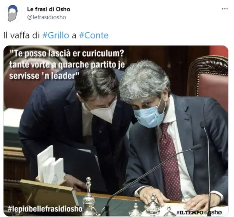 il vaffa di grillo a conte   tweet by osho 