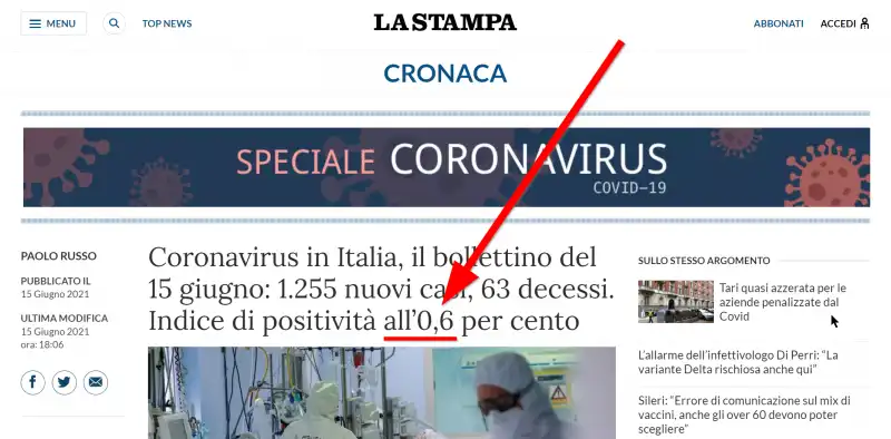 La Stampa all'06 per cento