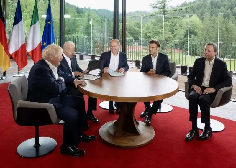 G7 IN GERMANIA - BORIS JOHNSON - JOE BIDEN - OLAF SCHOLZ - EMMANUEL MACRON - MARIO DRAGHI 