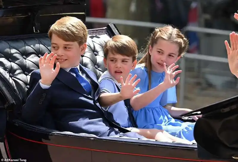 i principi george, charlotte e louis al trooping the colour