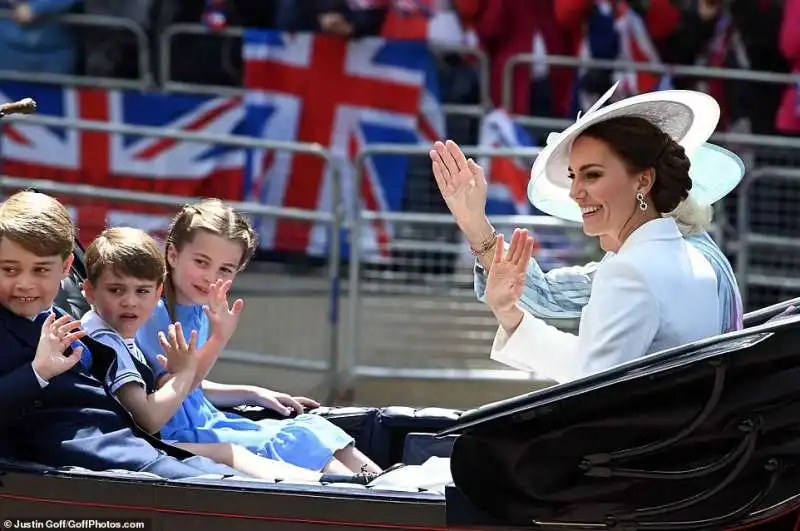 kate con i figli al trooping the colour