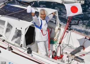 Kenichi Horie, 83 anni, sul suo yacht 2