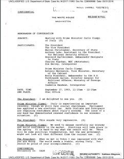 memorandum of conversation clinton ciampi