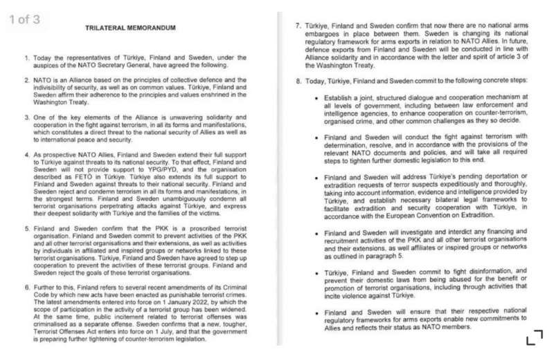 MEMORANDUM TURCHIA-SVEZIA-FINLANDIA