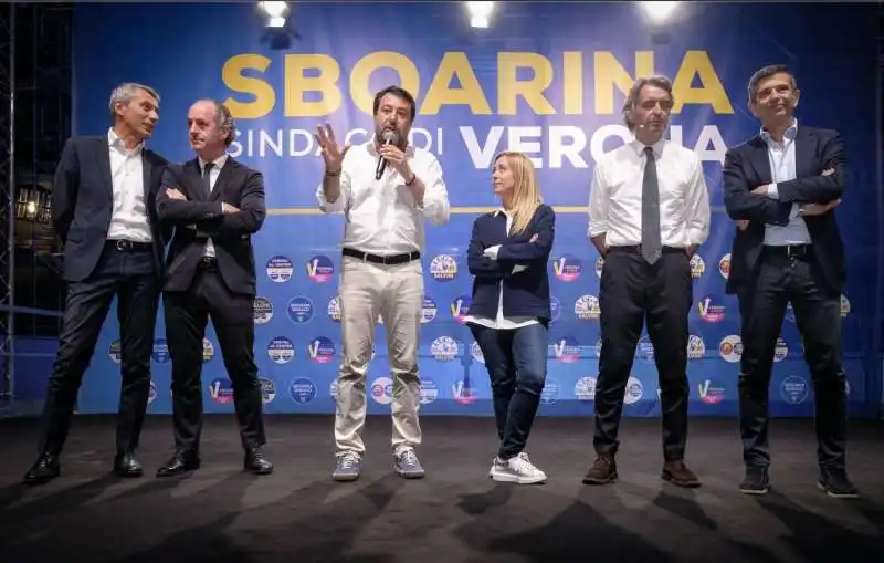 salvini meloni e zaia insieme per sboarina