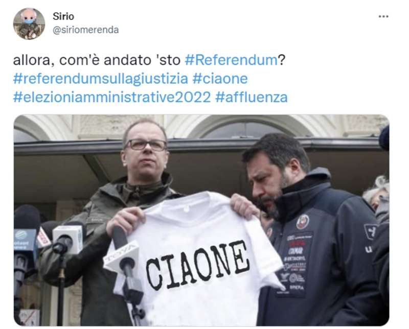 tweet sul flop del referendum sulla giustizia