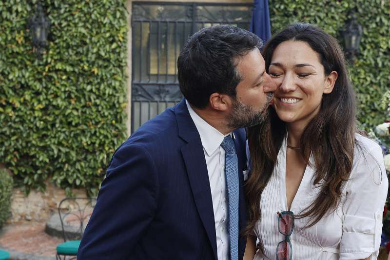 matteo salvini e francesca verdini a villa taverna per la festa dell?? indipendenza usa