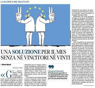 CORRIERE DELLA SERA - EDITORIALE DI MARIO MONTI SUL MES