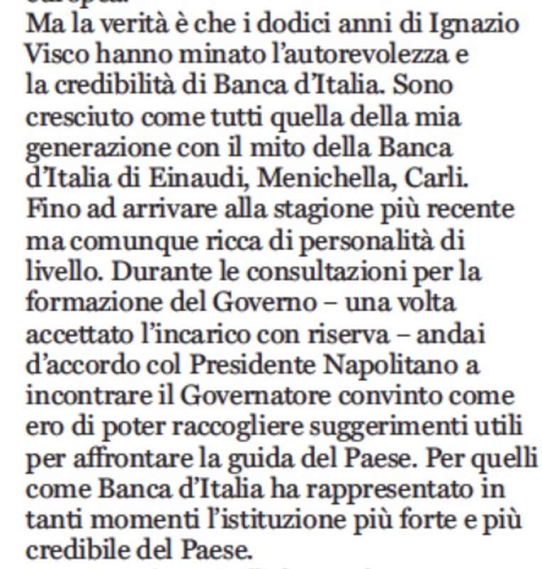 EDITORIALE DI MATTEO RENZI CONTRO IGNAZIO VISCO - IL RIFORMISTA