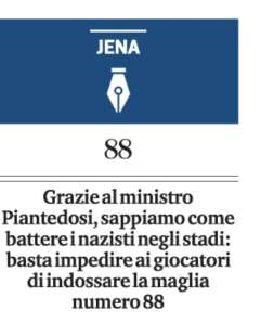 JENA SUL DIVIETO DI INDOSSARE IL NUMERO 88