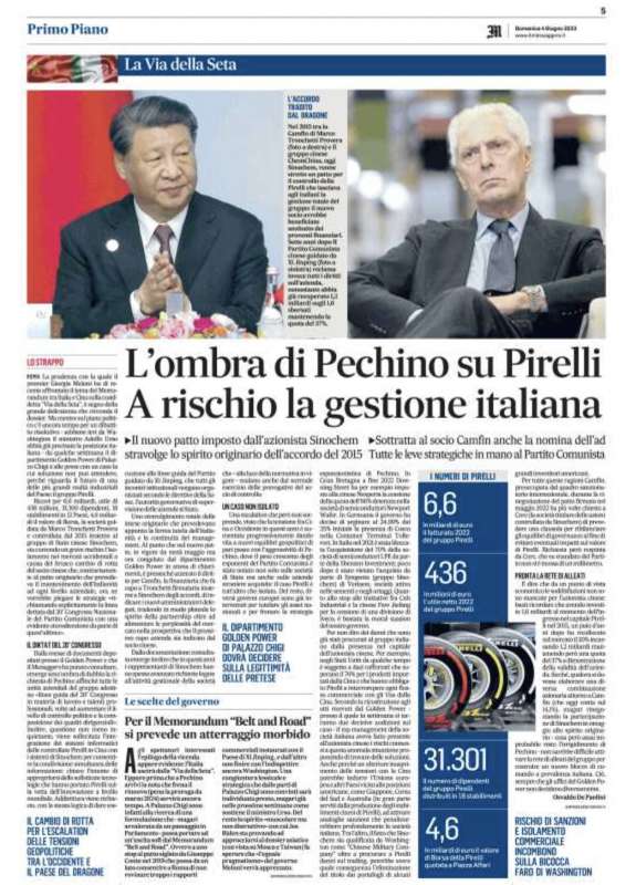 l articolo di osvaldo de paolini su pirelli e la cina 4 giugno 2023