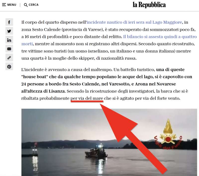 La Repubblica, il lago Maggiore diventa mare