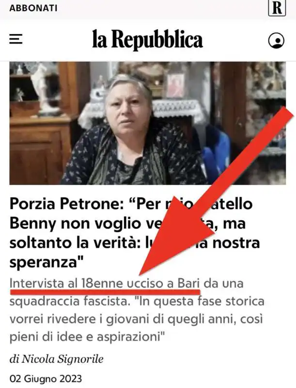 LA REPUBBLICA - INTERVISTA COL MORTO 