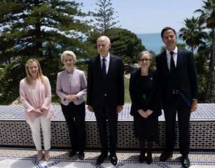 MELONI VON DER LEYEN E RUTTE IN TUNISIA CON KAIS SAIED