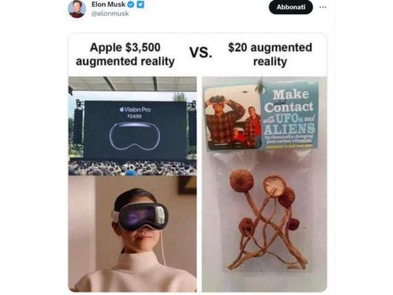 meme di elon musk su apple vision pro