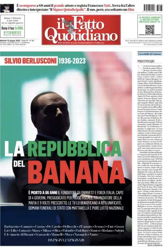 morte di silvio berlusconi   prima pagina  il fatto quotidiano 