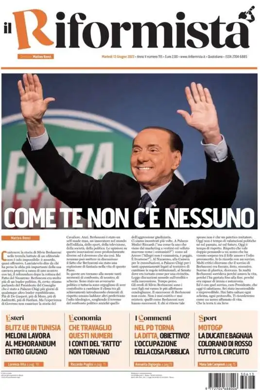 morte di silvio berlusconi   prima pagina  il riformista 