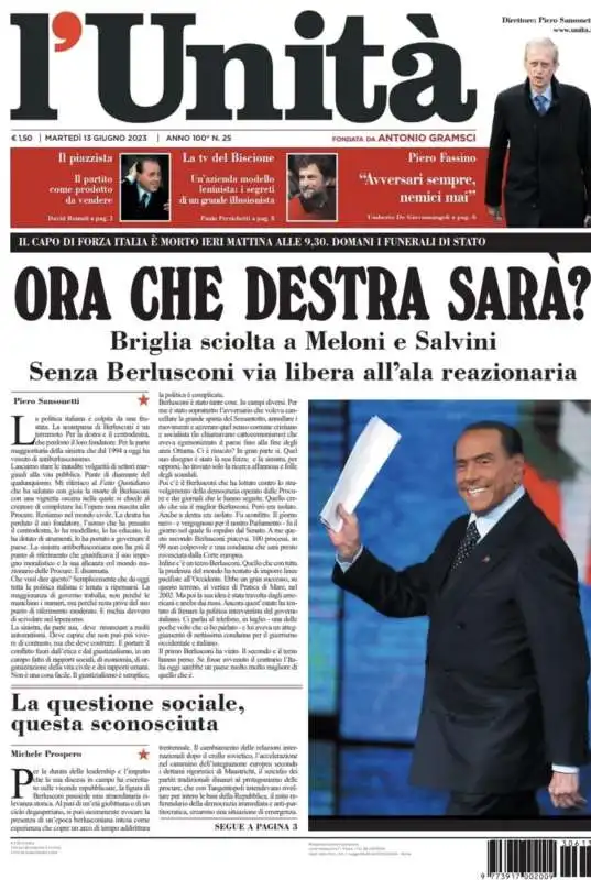 morte di silvio berlusconi   prima pagina  lunita