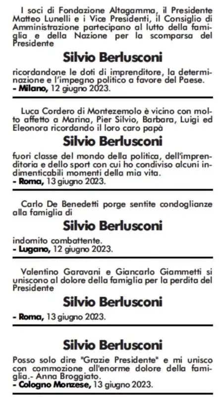 necrologi di silvio berlusconi   corriere della sera 14 giugno 2023    4