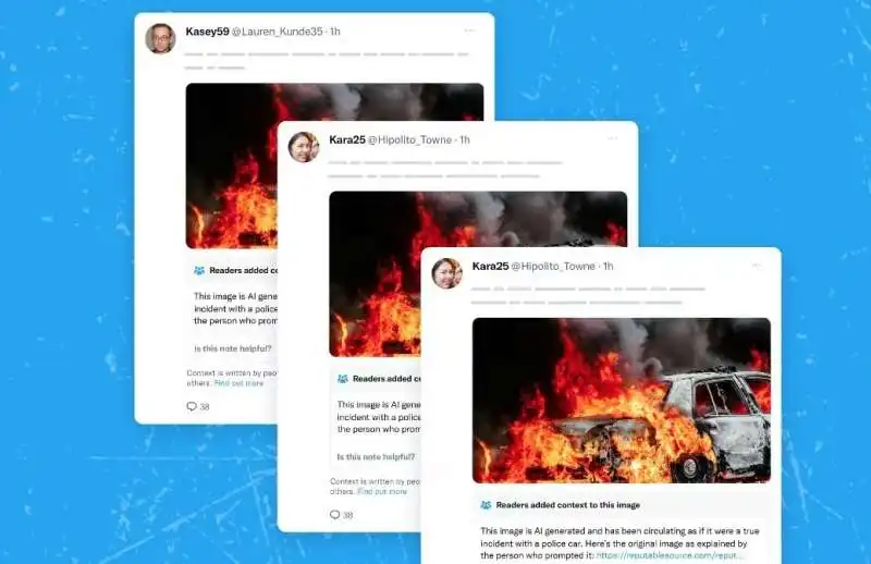 NOTE DI TWITTER SEGNALANO IMMAGINI CREATE CON L INTELLIGENZA ARTIFICIALE