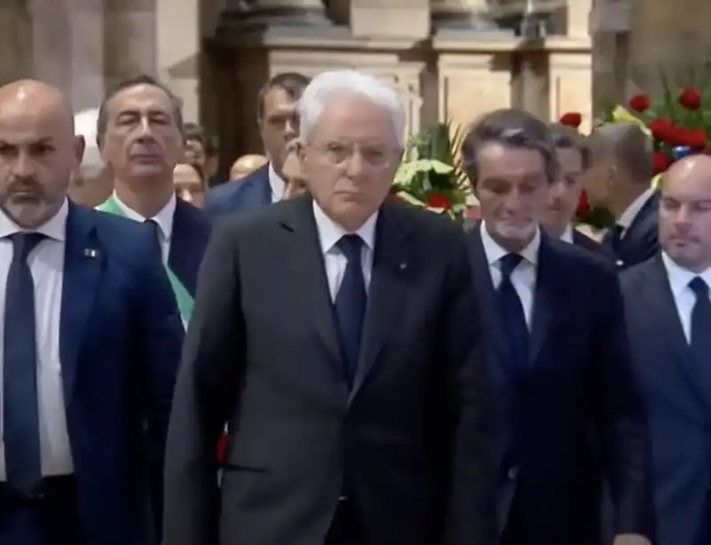 sergio mattarella beppe sala attilio fontana al funerale di silvio berlusconi