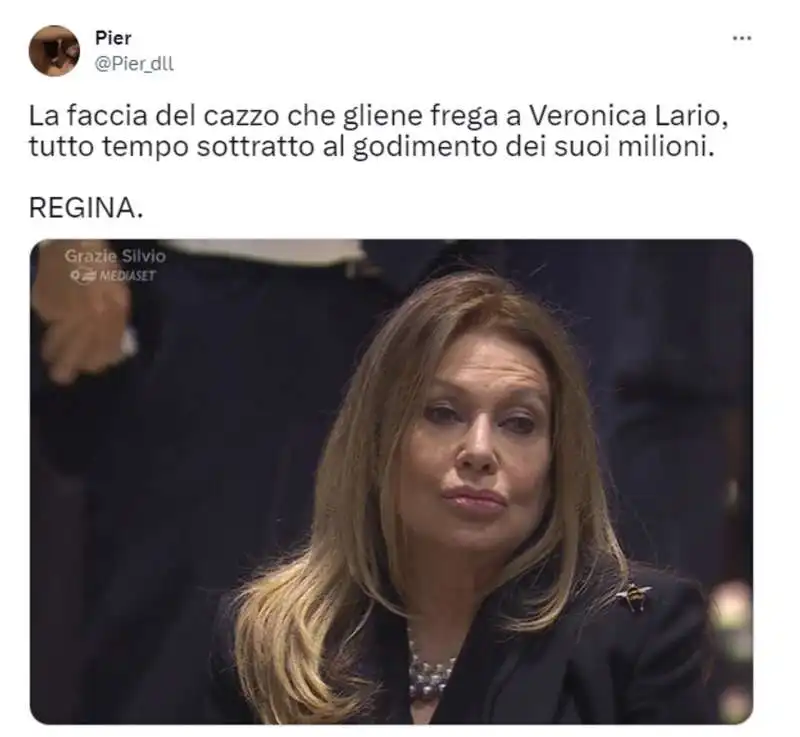 tweet su veronica lario ai  funerali di silvio berlusconi   