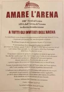 volantino distribuito all'arena di verona per l'aida