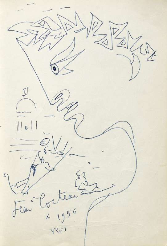 04 jean cocteau drawing from guestbook 1956