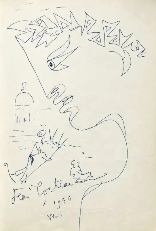 04 jean cocteau drawing from guestbook  1956