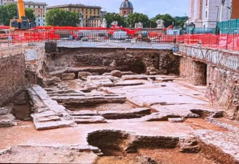 antica fullonica romana ritrovata nel cantiere di piazza pia a roma 