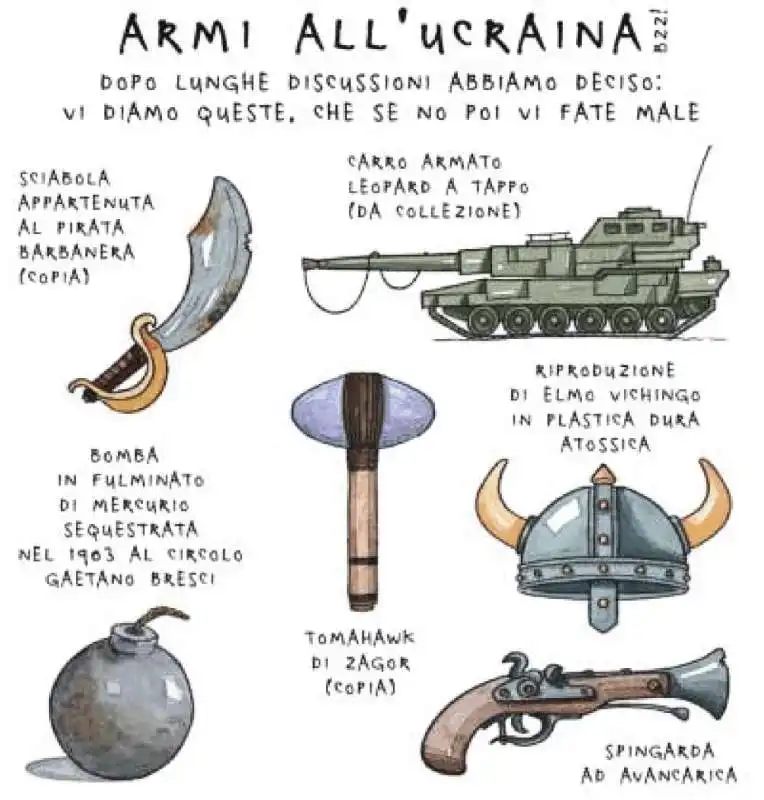 ARMI ALL UCRAINA - VIGNETTA BY ANDREA BOZZO - IL GIORNALONE - LA STAMPA 