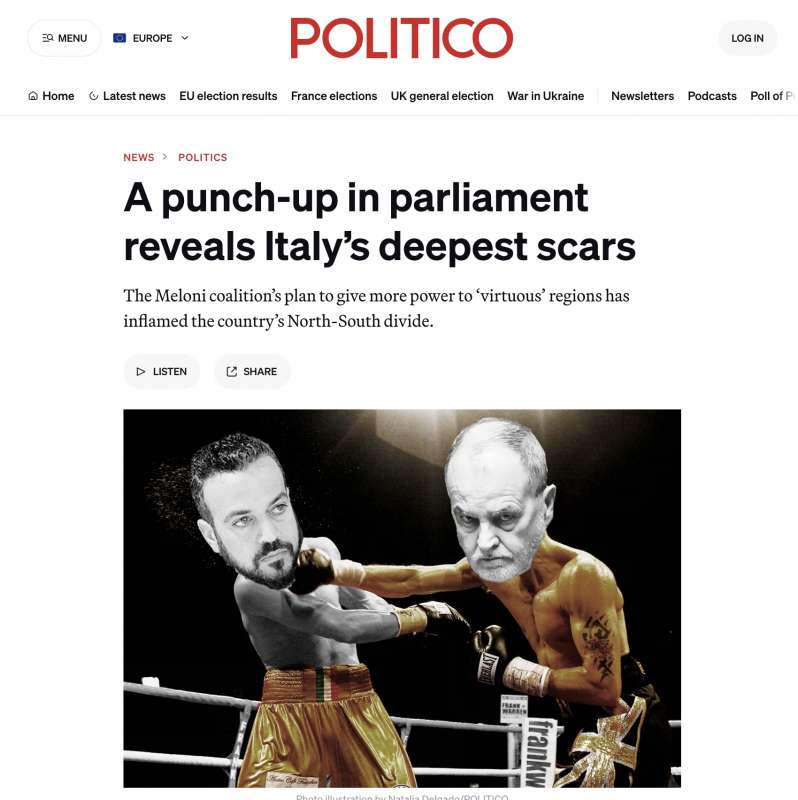 ARTICOLO DI POLITICO SULLA RISSA IN PARLAMENTO