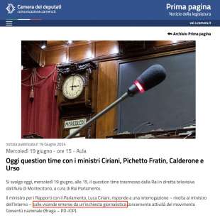 comunicato dell ufficio stampa della camera sull interrogazione in merito all inchiesta di fanpage