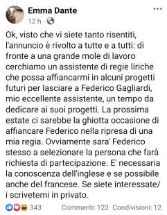 emma dante e la proposta di lavoro per donne e gay 2