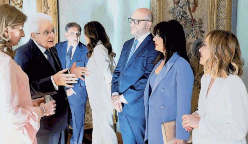 festa al quirinale 2024 sergio mattarella con lorenzo fontana e giorgia meloni