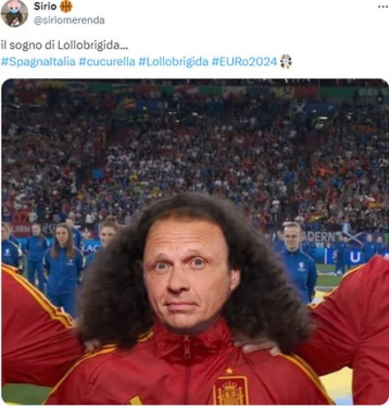 Francesco lollobrigida in versione marc cucurella meme su spagna italia ...