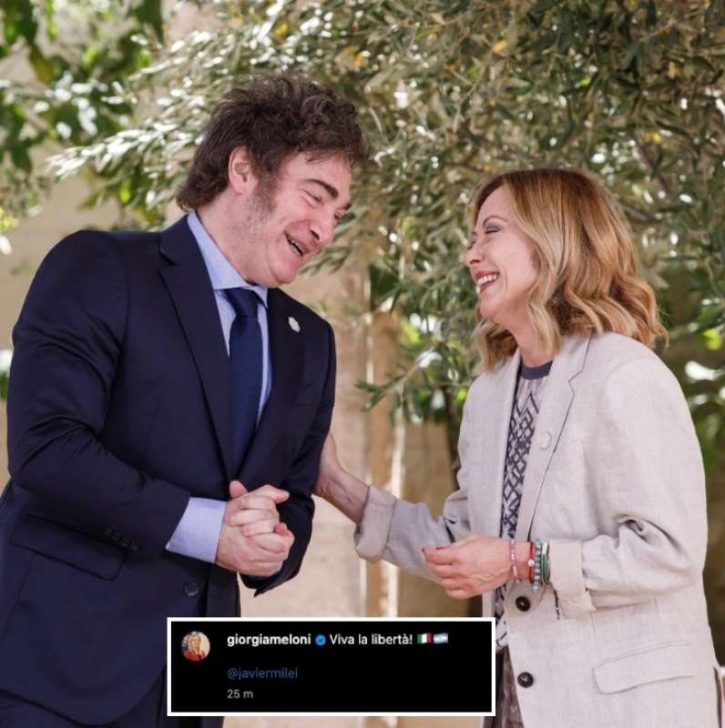 GIORGIA MELONI POSTA LA FOTO CON JAVIER MILEI