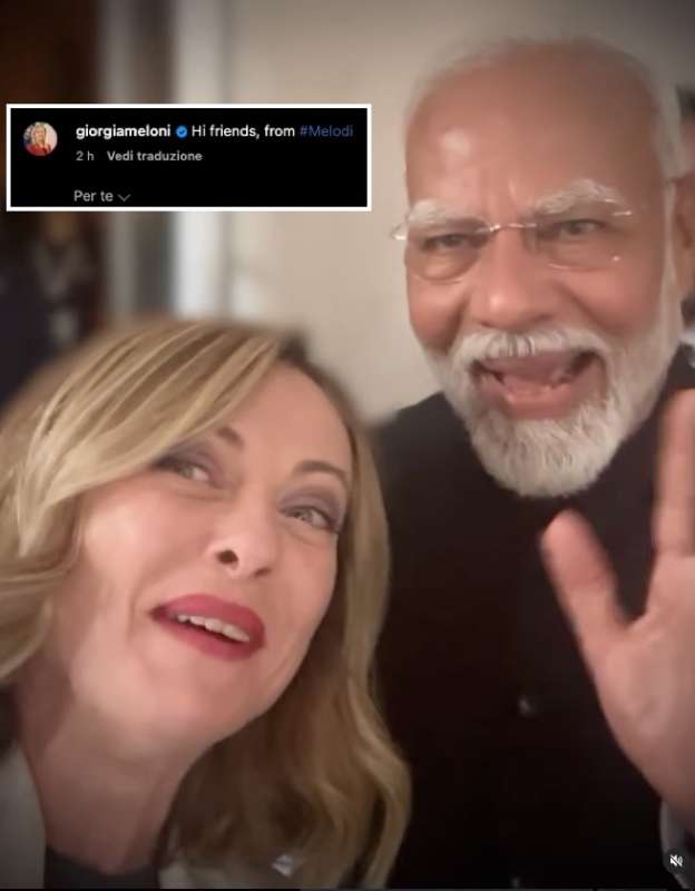 GIORGIA MELONI - VIDEOSELFIE CON NARENDRA MODI