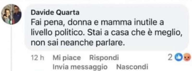 il commento di davide quarta contro monica sambo