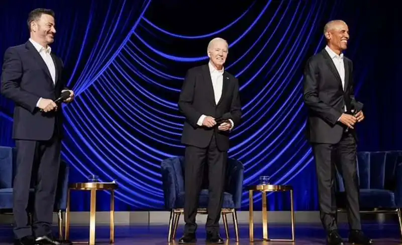 jimmy kimmel   joe biden   barack obama   raccolta fondi a hollywood 