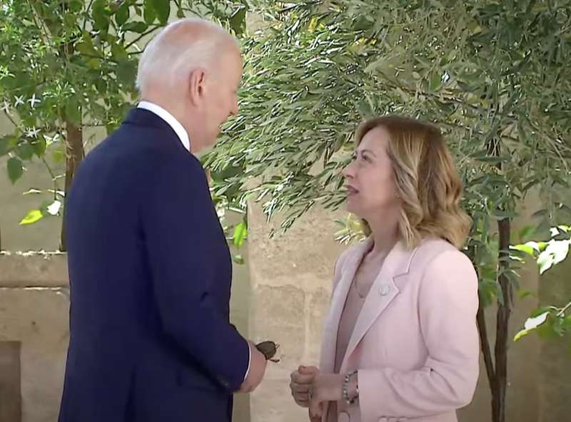 joe biden giorgia meloni g7 borgo egnazia